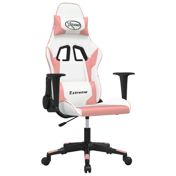 vidaXL Sedia da Gaming Bianco e Rosa in Similpelle