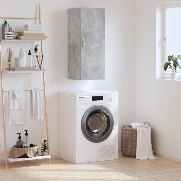 vidaXL Mobile a Parete Grigio Cemento 34,5x34x90 cm