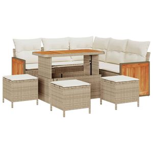 vidaXL Set Divano da Giardino 9 pz 7-Numero di posti Beige e Crema