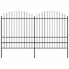 vidaXL Recinzione da Giardino con Punta a Lancia in Acciaio 337x200 cm Nero