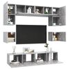 vidaXL Set di Mobili Porta TV 8 pz Grigio Cemento in Legno Multistrato