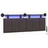 vidaXL Testiera sospesa Con luce LED Marrone Scuro Tessuto