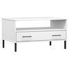 vidaXL Tavolino Gambe Metallo Bianco 85x50x45 cm Legno Massello OSLO