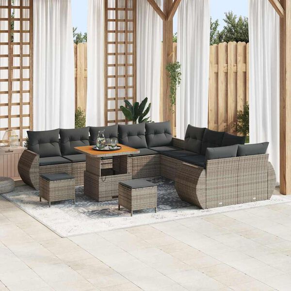vidaXL Set Divano da Giardino 13 pcs Grigio polyrattan
