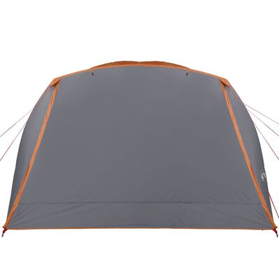 vidaXL Tenda da Campeggio con Portico per 4 Persone Grigio e Arancione