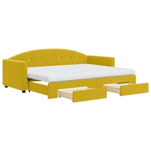 vidaXL Divano Letto Estraibile con Cassetti Giallo 80x200cm in Velluto