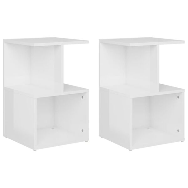 vidaXL Comodini 2pz Bianco Lucido 35x35x55 cm in Legno Multistrato