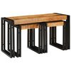 vidaXL Tavolo Nesting 3 pcs Legno di mango grezzo solido e un metallo