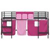 vidaXL Struttura del Letto Loft per Bambini con Tendine Nero e rosa