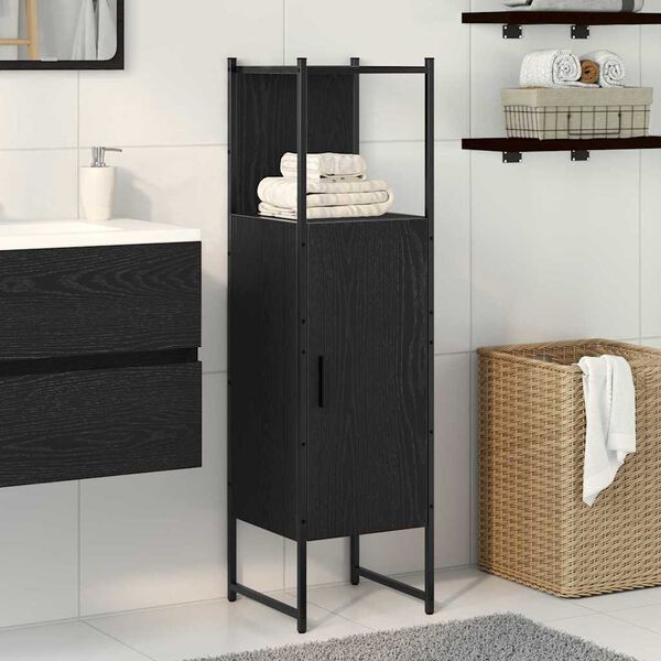vidaXL Set di mobili per il bagno Rovere Nero 33 x 33 x 120,5 cm