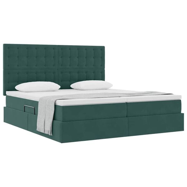 vidaXL Letto con Contenitore Verde Scuro 200 x 200 cm Velluto