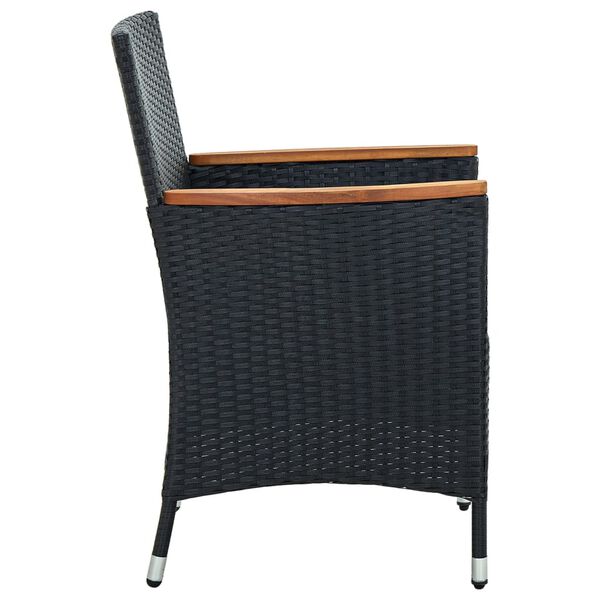 vidaXL Sedie da Pranzo per Giardino 4 pz in Polyrattan Nero