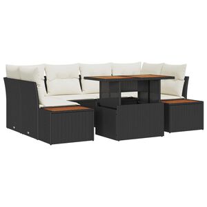 vidaXL Set Divano da Giardino con archiviazione 7 pcs Nero Poly Rattan