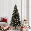 vidaXL Albero di Natale con 300 LED con supporto Nero 210 cm PVC