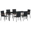 vidaXL Set da Pranzo per Giardino 7 pz Nero