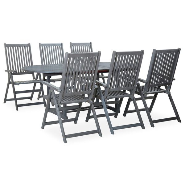 vidaXL Set da pranzo da giardino 5 pz (150-200)x100 cm in legno massello di acacia grigio