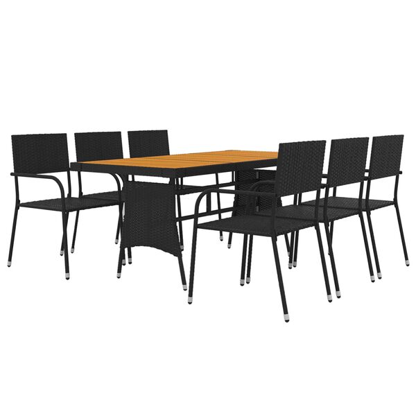 vidaXL Set da Pranzo per Esterni 7 pz in Polyrattan Nero