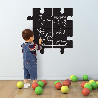 WALPLUS Adesivo Decorativo Lavagna a Forma di Puzzle 54x54 cm Nero