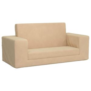 vidaXL Divano Letto per Bambini a 2 Posti Crema in Morbido Peluche