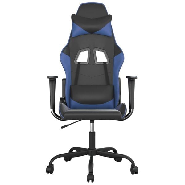 vidaXL Sedia da Gaming Massaggiante Nero e Blu in Similpelle