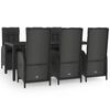 vidaXL Set da Pranzo da Giardino 7 pz Nero con Cuscini in Polyrattan