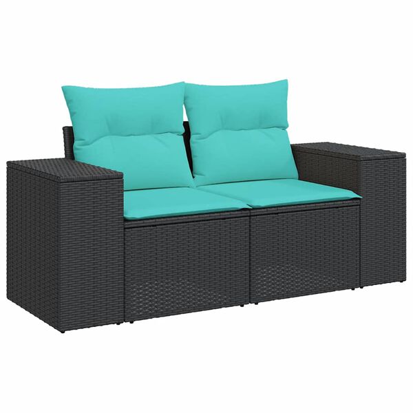 vidaXL Set Divani da Giardino 11 pz con Cuscini Polyrattan Acacia Nero