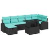 vidaXL Set Divano da Giardino 8 pz Nero polyrattan