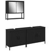 vidaXL Set di mobili per il bagno 3 pcs Nero Legno multistrato