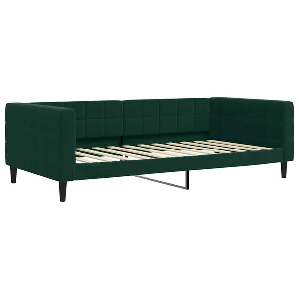 vidaXL Divano Letto con Materasso Verde Scuro 100x200 cm in Velluto