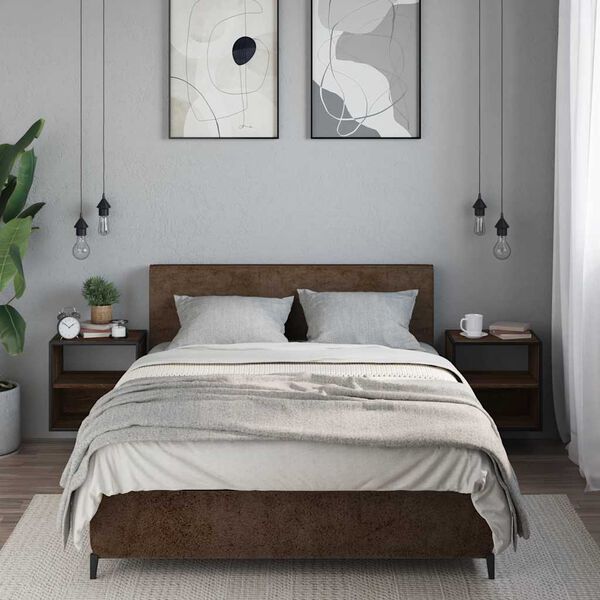 vidaXL Comodini a Muro 2 pz Rovere Marrone 40x31x39,5 cm