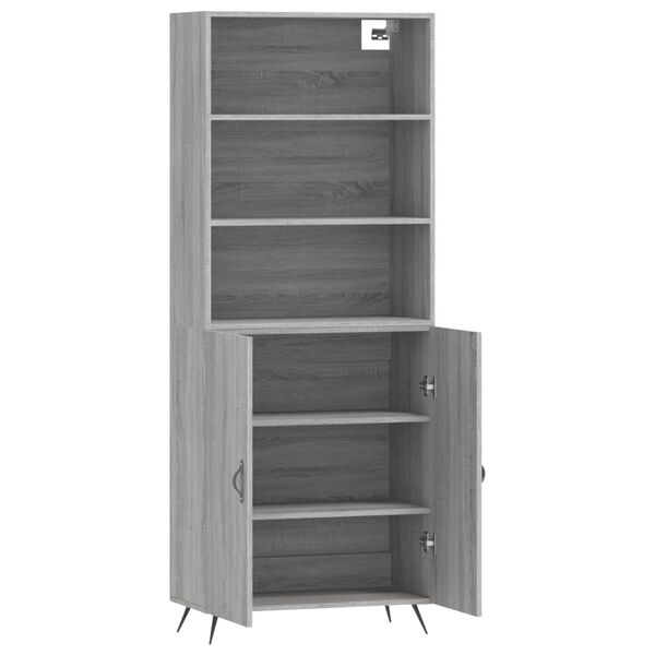 vidaXL Credenza Grigio Sonoma 69,5x34x180 cm in Legno Multistrato