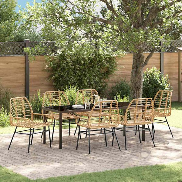 vidaXL Set da Pranzo per Giardino 7 pcs Marrone polyrattan