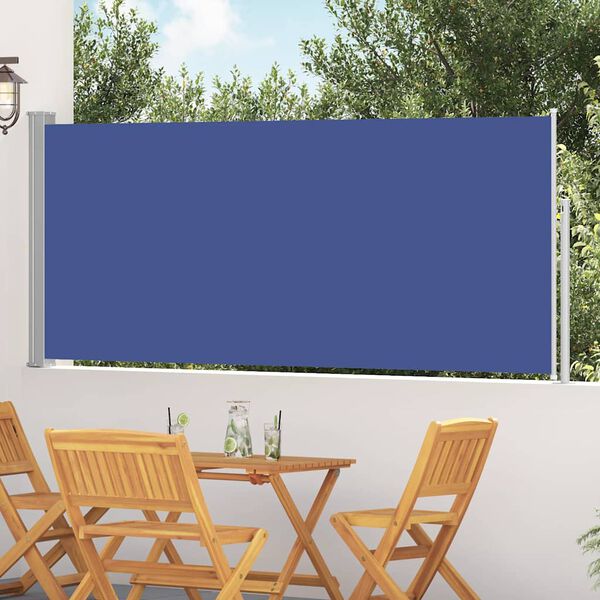 vidaXL Tenda da Sole Laterale Retrattile 120 x 300 cm Blu