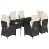 vidaXL Set da Pranzo da Giardino 7 pz Nero con Cuscini in Polyrattan
