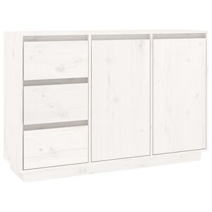 vidaXL Credenza Bianca 111x34x75 cm in Legno Massello di Pino