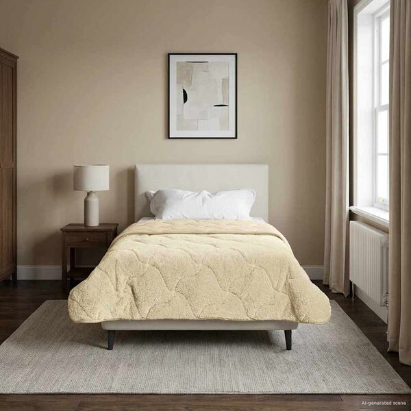 vidaXL Duvet Estivo Crema 155 x 200 cm Microfibra e Fleece Teddy