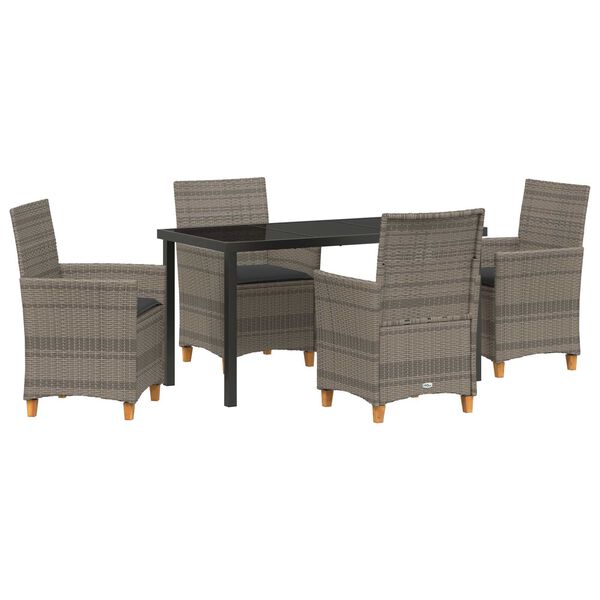 vidaXL Set da Pranzo per Giardino 5 pcs Grigio polyrattan