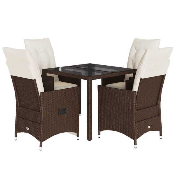 vidaXL Set da Pranzo da Giardino 5pz con Cuscini in Polyrattan Marrone
