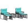vidaXL Set di Mobili da Esterno 11 pcs Nero e Turchese polyrattan
