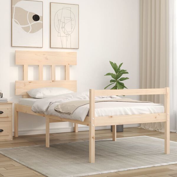vidaXL Letto per Anziani con Testiera 90x200 cm in Legno Massello