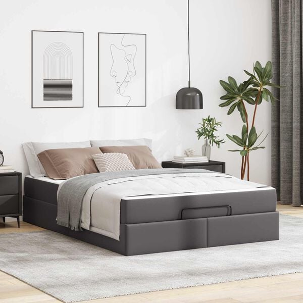 vidaXL Struttura letto con materasso con materasso 2 pcs Grigio PVC