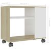 vidaXL Tavolino Bianco e Sonoma 70x35x55 cm Legno Multistrato