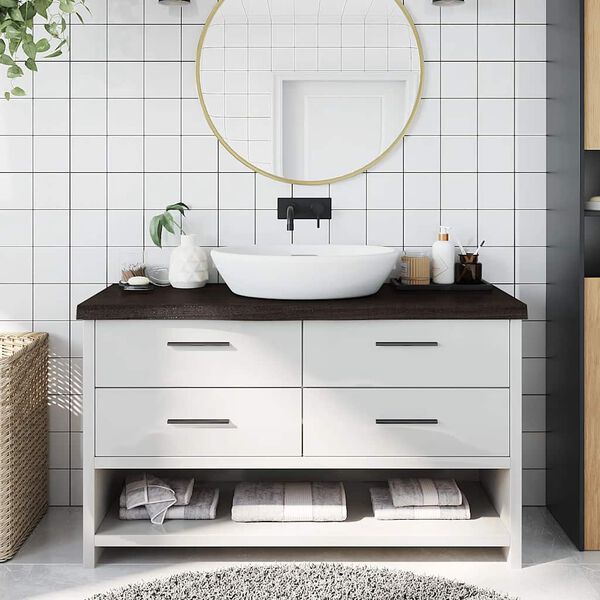 vidaXL Piano Bagno Marrone Scuro 100x40x(2-6)cm Legno Trattato