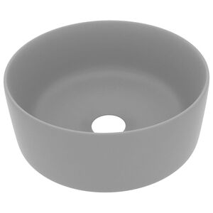 vidaXL Lavandino Lusso Rotondo Grigio Chiaro Opaco 40x15cm in Ceramica