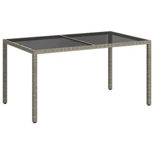 vidaXL Tavolo Giardino 150x90x75cm Vetro Temperato e Polyrattan Grigio