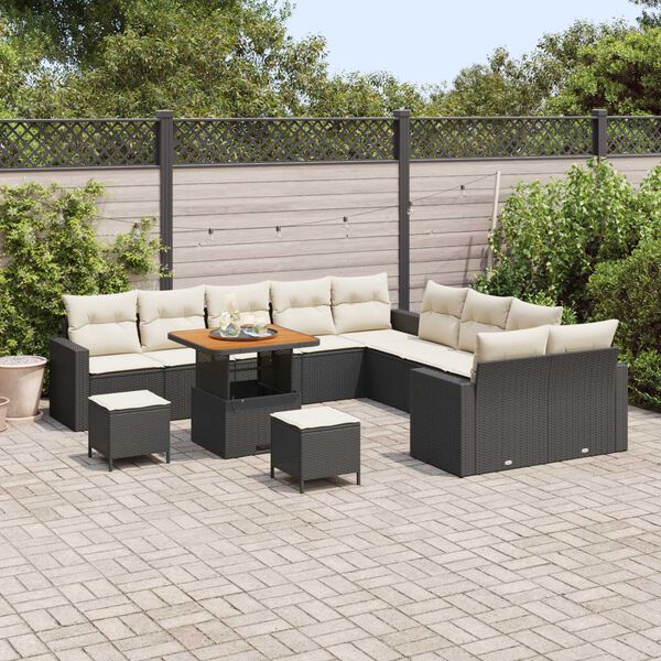 vidaXL Set Divano da Giardino 13 pcs Nero polyrattan