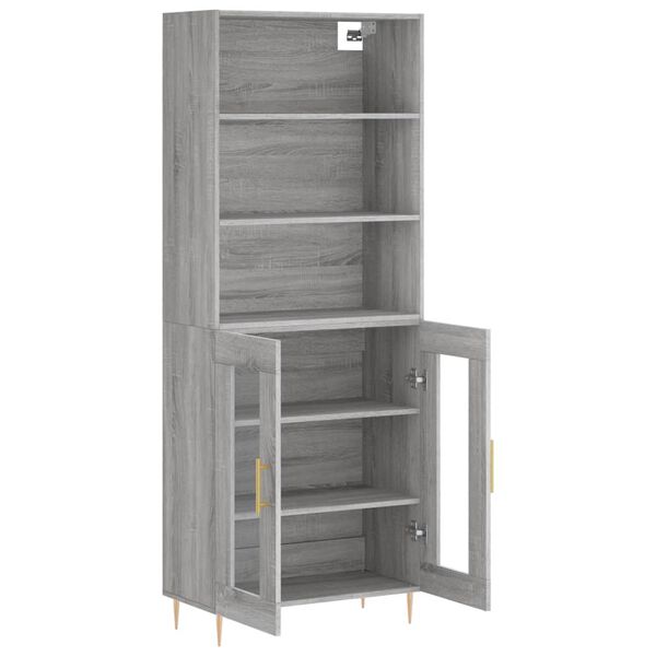 vidaXL Credenza Grigio Sonoma 69,5x34x180 cm in Legno Multistrato