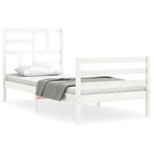 vidaXL Giroletto con Testiera Bianco Small Single Legno Massello