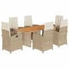 vidaXL Set da Pranzo da Giardino 7 pz con Cuscini Beige in Polyrattan