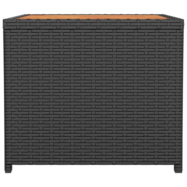 vidaXL Tavolino con Piano Legno Nero Polyrattan Legno Massello Acacia